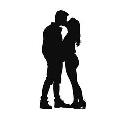 Couple kissing sweetly silhouette  
