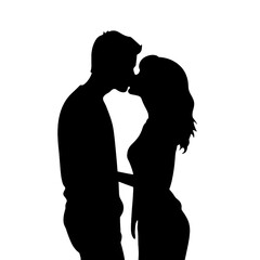 Couple kissing sweetly silhouette  