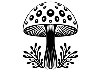 Art Nouveau Mushroom Graphic Accents, vector illustration, vintage elements	
