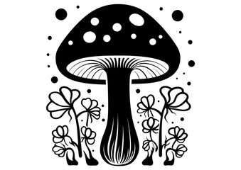 Art Nouveau Mushroom Graphic Accents, vector illustration, vintage elements	
