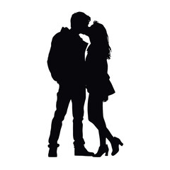 Couple kissing sweetly silhouette  