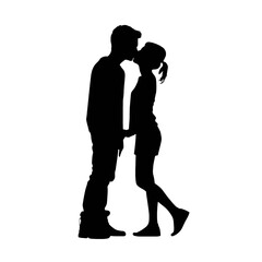 Couple kissing sweetly silhouette  