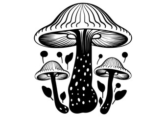 Art Nouveau Mushroom Graphic Accents, vector illustration, vintage elements	
