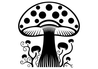 Art Nouveau Mushroom Graphic Accents, vector illustration, vintage elements	
