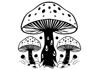 Art Nouveau Mushroom Graphic Accents, vector illustration, vintage elements	
