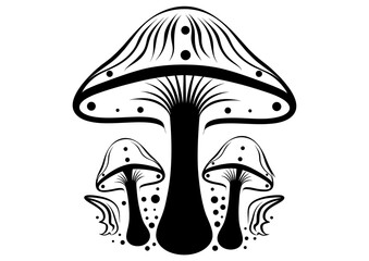 Art Nouveau Mushroom Graphic Accents, vector illustration, vintage elements	
