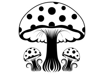 Art Nouveau Mushroom Graphic Accents, vector illustration, vintage elements	
