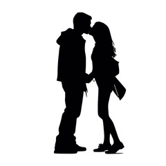 Couple silhouette isolated on white background 