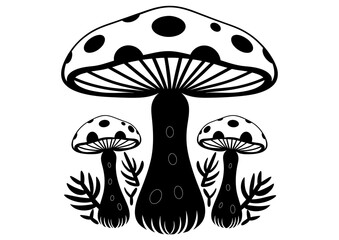 Art Nouveau Mushroom Graphic Accents, vector illustration, vintage elements	
