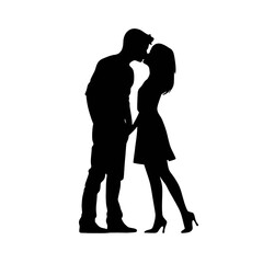 Couple silhouette isolated on white background 