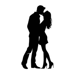 Couple silhouette isolated on white background 