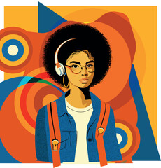 Illustration of a young student on an abstract background