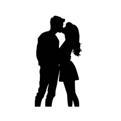 Couple silhouette isolated on white background 