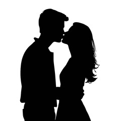 Couple silhouette isolated on white background 