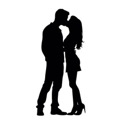 Couple silhouette isolated on white background 