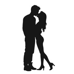 Couple silhouette isolated on white background 