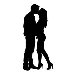 Couple silhouette isolated on white background 
