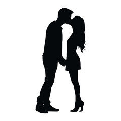 Couple loving people silhouette   