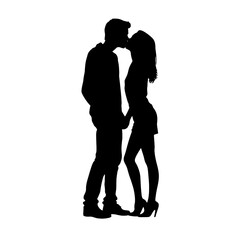 Couple loving people silhouette   