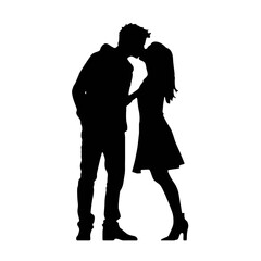 Couple loving people silhouette   