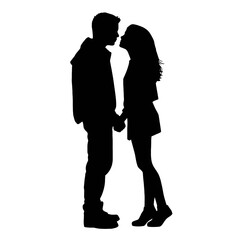 Couple loving people silhouette   