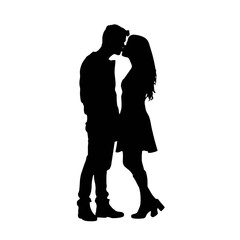 Couple loving people silhouette   