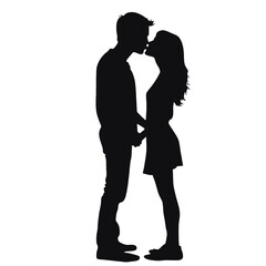 Couple loving people silhouette   