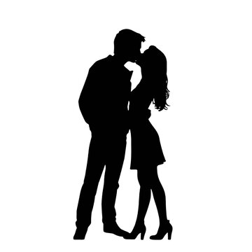 Couple loving people silhouette   