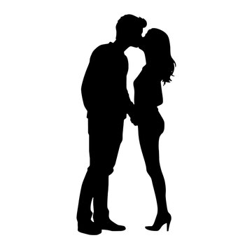 Couple loving people silhouette   