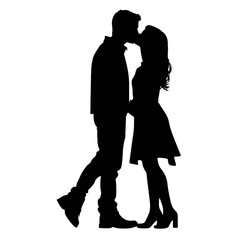 Couple loving people silhouette   