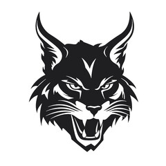 Angry Bobcat silhouette face logo on white background
