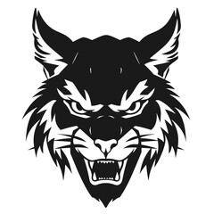 Obraz premium Angry Bobcat silhouette face logo on white background