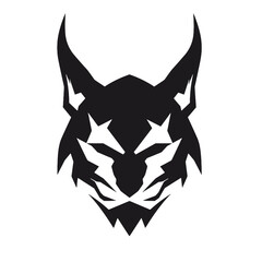 Angry Bobcat silhouette face logo on white background