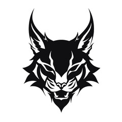 Angry Bobcat silhouette face logo on white background