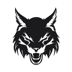Bobcat silhouette face logo on white background