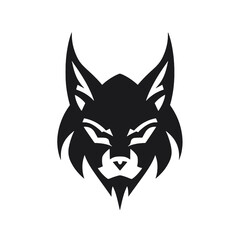 Bobcat silhouette face logo on white background