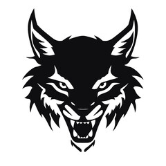 Bobcat silhouette face logo on white background
