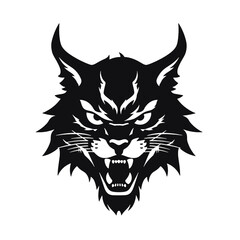 Bobcat silhouette face logo on white background
