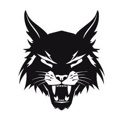 Bobcat silhouette face logo on white background