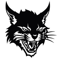 Bobcat silhouette face logo on white background