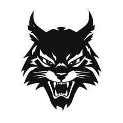 Bobcat silhouette face logo on white background