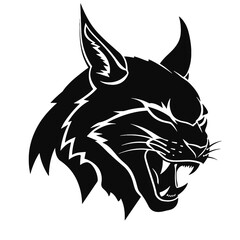 Bobcat silhouette face logo on white background
