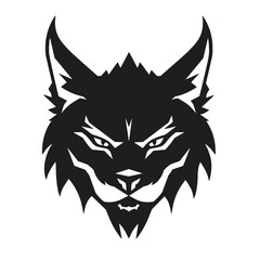 Bobcat silhouette face logo on white background