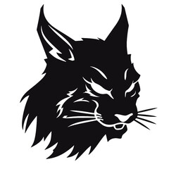 Bobcat silhouette face logo on white background