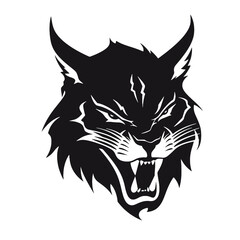 Bobcat silhouette face logo on white background