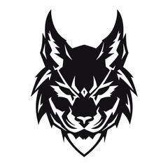 Bobcat silhouette face logo on white background