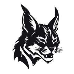 Bobcat silhouette face logo on white background