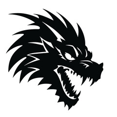angry dragon head tattoo illustration, angry dragon head vector illustration, angry dragon head mascot logo illustration