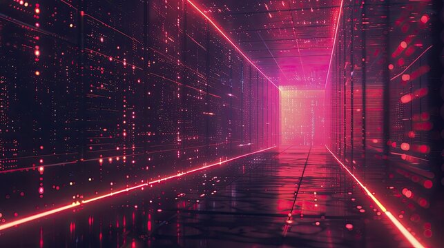 A vibrant graphic showcases a firewall defending against data extraction with neon tones and digital flair.