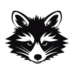 black racoon vector logo - black and white . Abstract drawing Vector illustration © vectorcyan